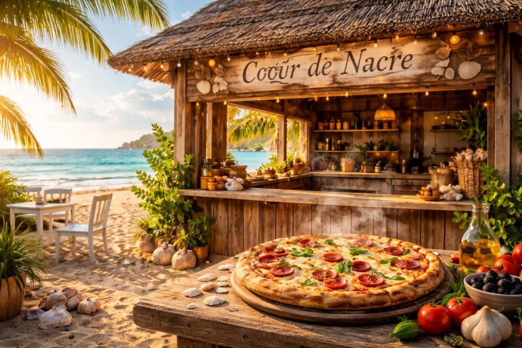 découvrez la cabane à pizza de cœur de nacre, l'endroit idéal pour savourer de délicieuses pizzas artisanales pendant vos vacances en bord de mer.